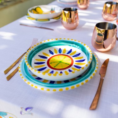 Ceramic Round Plate De Simone Sicilian Pottery Lipari PTLP Ceramic Round Plate De Simone Sicilian Pottery Lipari PTLP